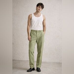COS Green Tailored Men’s Pants 33R | Linen Cotton Trousers | New With Tags